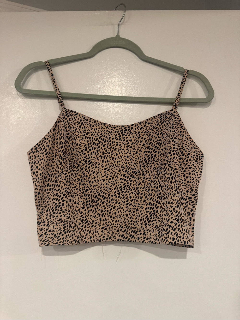 Nasty Gal Leopard Print Cami Crop Top Beige Black Animal Print US 4